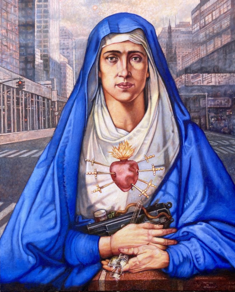 Mother of Sorrows, 2023”, 33”x27”, oil on canvas, 2024
